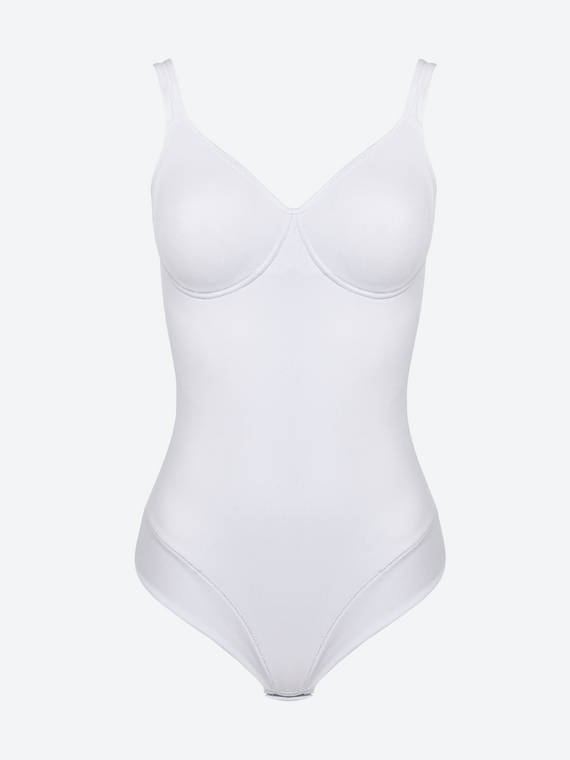 Body 3155 - elegantné, elastické, z hladkého polyamidu Spiman white