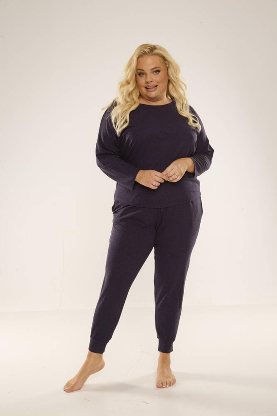 347 Paula Dámske pyžamo Plus Size De Lafense - tmavomodré