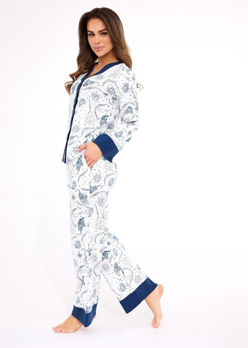 Dámske pyžamo 514/443 Amber CORNETTE - bavlnené, s dlhým rukávom, zapínané na gombíky