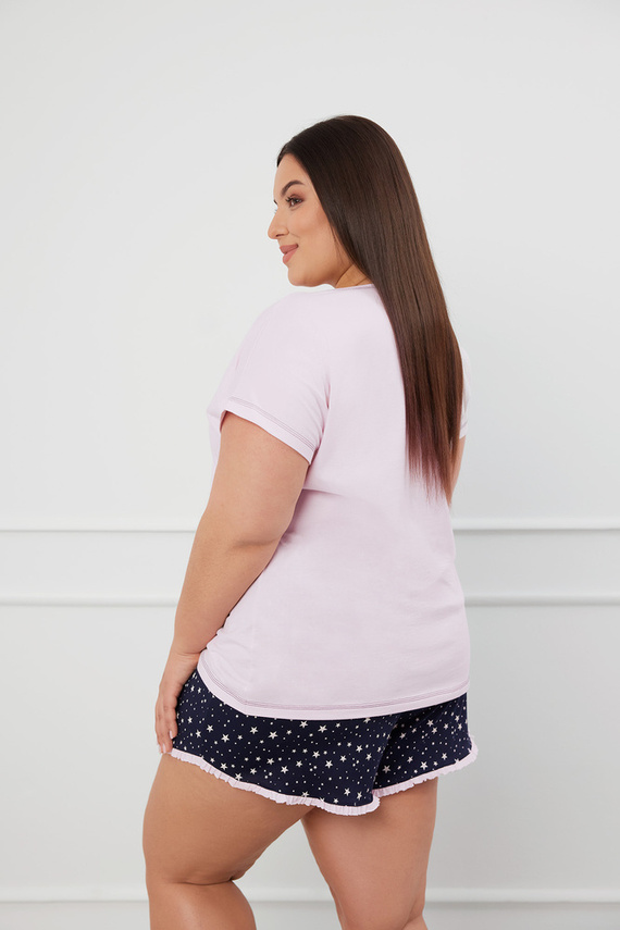 Libra Dámske pyžamo s krátkym rukávom, šortky Italian Fashion - ružová/potlač