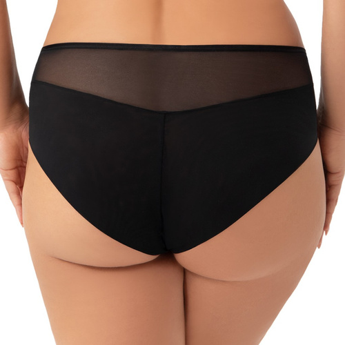 K948 Ottavia Gorsenia nohavičky - čierne, vysoký pás, tyl s výšivkou