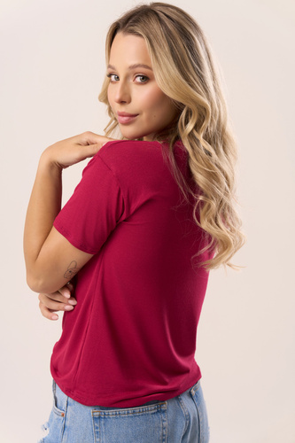 Blúzka Serina Babell bordová - viskóza, krátky rukáv, výstrih do V | štýlová a pohodlná