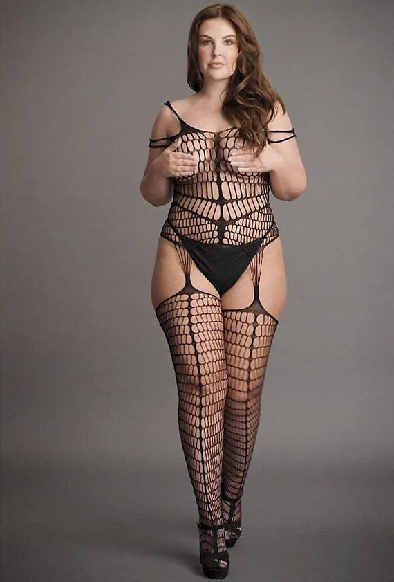 Bodystocking DES021 Le Désir plus size zmysłové body z sieťoviny