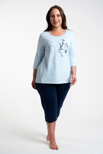 Arietta Dámske pyžamo s 3/4 rukávmi a 3/4 nohavicami Italian Fashion - modré