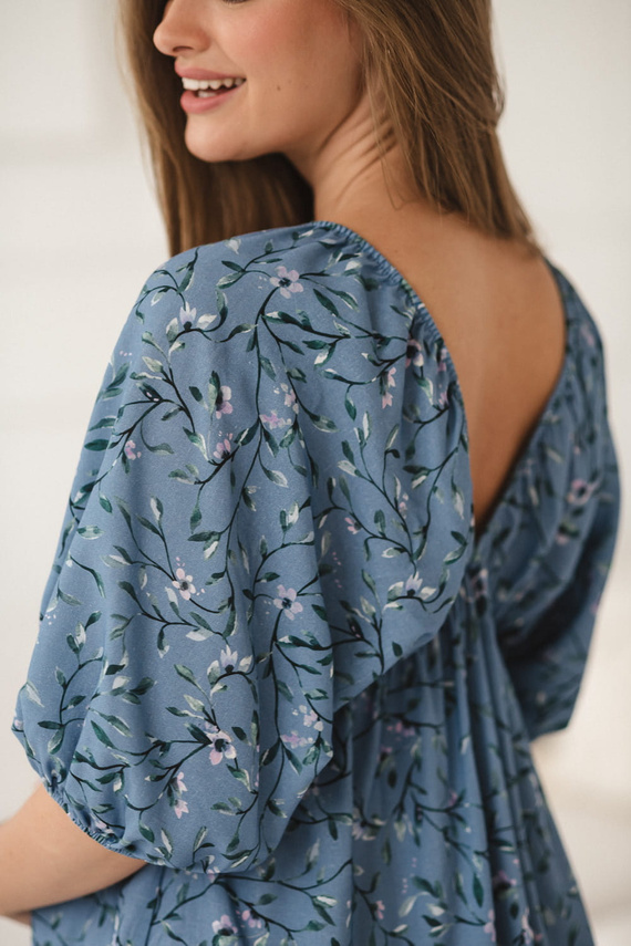 Milk Sun Šaty na tehotenstvo a dojčenie Milk&Love modré kvetinové šaty