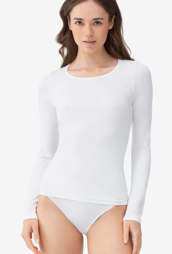 Gatta T-Shirt L 2635 biele dámske bezšvové tričko s dlhým rukávom z mikrovlákna