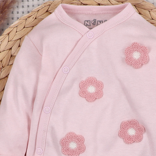 Body kopertové NINI Little Flowers 100 % organická bavlna, svetloružové ABN-5754/JRO