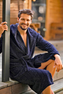 Zygmunt Pánsky župan s kapucňou Italian Fashion - tmavomodrý