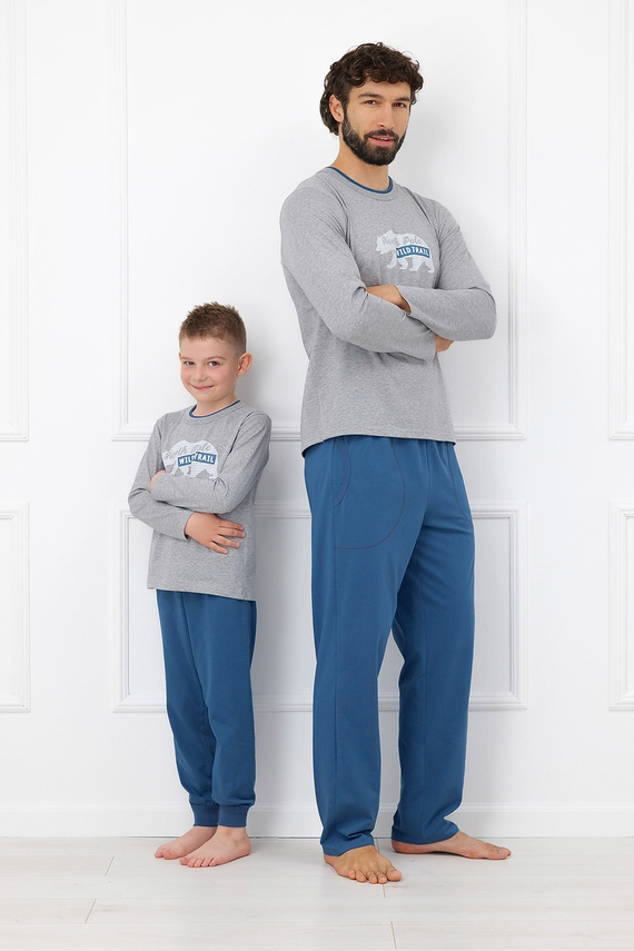 Chlapčenská pyžama Italian Fashion Kasim 100 % bavlna dlhá - melange