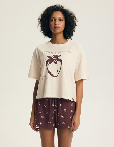 Dámske pyžamo Henderson Evika 44474 – bavlna, jahody, šortky