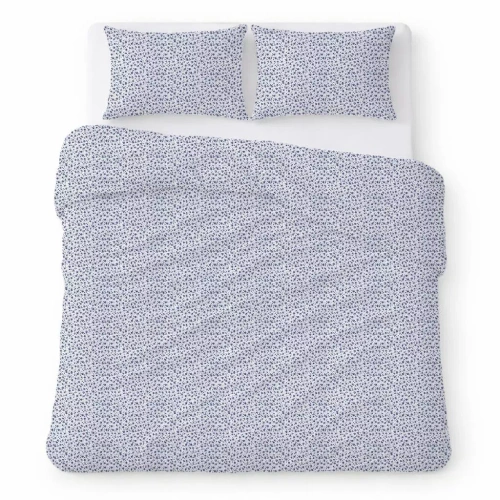 Bavlnené krepové posteľné obliečky komplet priedušné bez žehlenia white with navy blue flowers