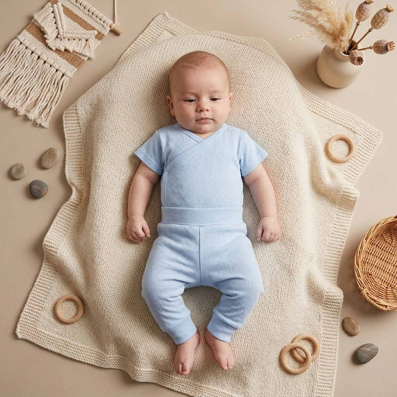 224040 Nicol zavinovacie dojčenské body modré 100 % bavlna dierkovaná