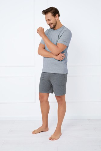 Krystian Pánske pyžamo s krátkym rukávom, šortky Italian Fashion - melange