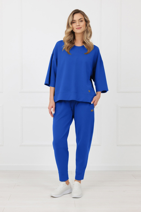 Mikina Kaori Italian Fashion 3/4 rukáv bavlna elastan - kobaltová