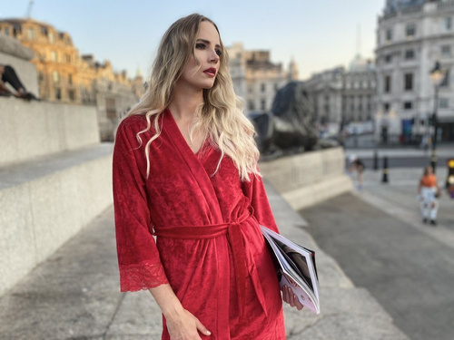 457 Milagros Dámsky krátky župan Forex - červený