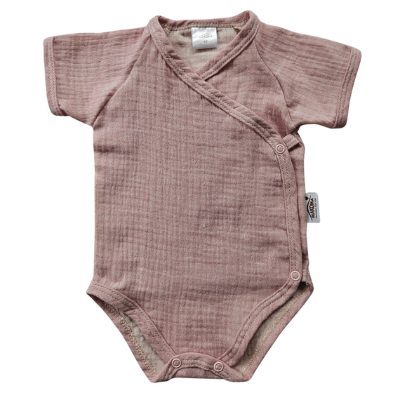Mušelínové body Just Muslin 03235KR Makoma rose- krátky rukáv, obálka, 100% bavlna