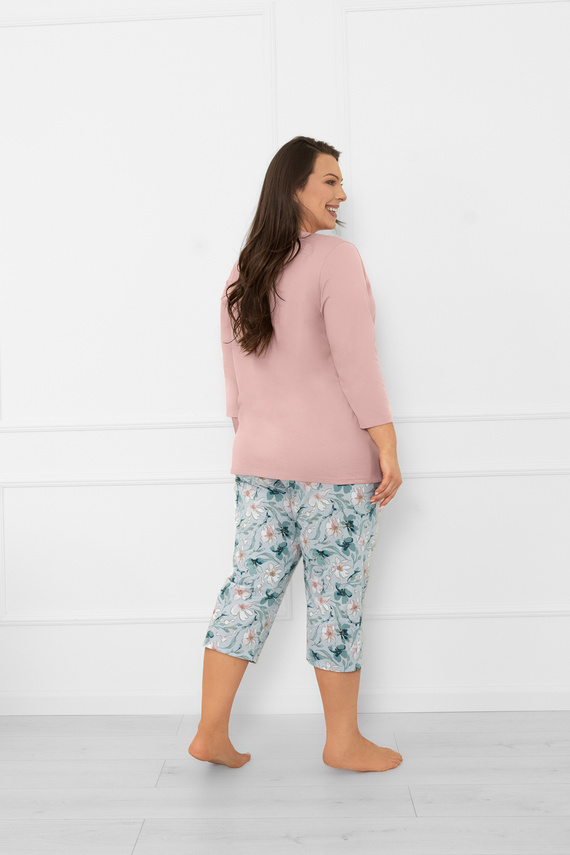 Dámske pyžamo Sekwoja - bavlnené, 3/4 rukávy a nohavice, s gombíkmi Italian Fashion