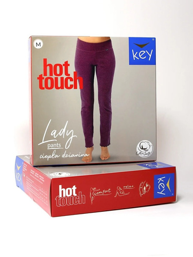 KEY Hot Touch LHE 729 5 béžové teplé dámske nohavice 95 % bavlna rovné nohavice