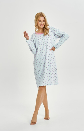 3447 Yolanda Dámske tričko Taro - bavlna s elastanom, kvetinová potlač, dlhý rukáv