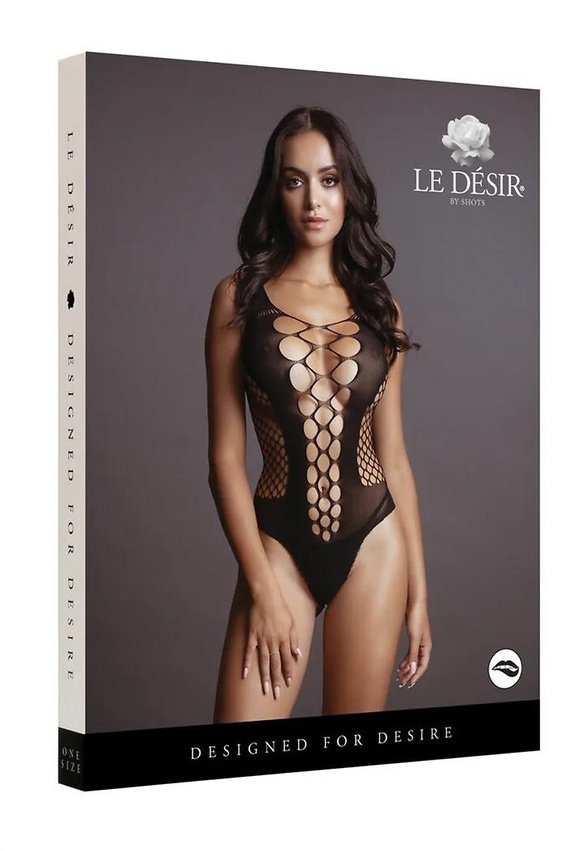 Body DES019 Le Désir čierne body s výrezmi a výstrihom S-L, XL-4XL