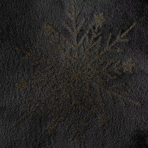 Eurofirany Vianočná prikrývka čierno-zlaté snehové vločky - mäkký prehoz z mikrovlákna, 240 g/m²