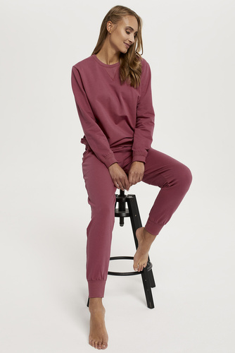 Dlhá dámska súprava Panama. rukáv, dĺžka. nohavice Italian Fashion - malinová