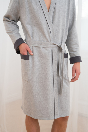 Gabriel Pánsky župan s vreckami Italian Fashion- melange/graphite