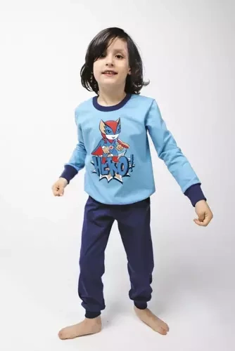 Remek Chlapčenské pyžamo s dlhým rukávom a dlhými nohavicami Italian Fashion - modré