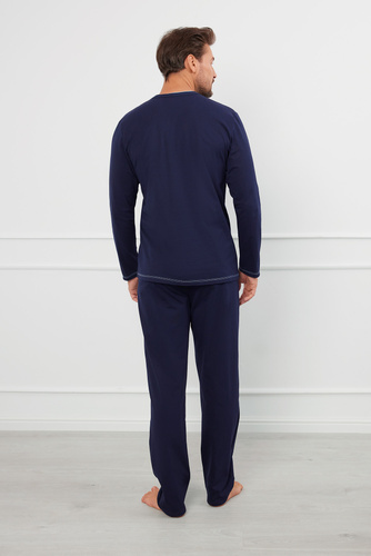 Salomon Pánske pyžamo s dlhým rukávom, dlhé nohavice Italian Fashion - tmavomodrá/modrá
