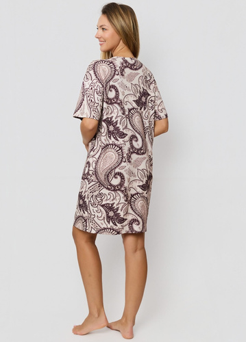 Nočná košeľa Mefemi Iris KB60 - hnedá, bavlna, orientálny vzor