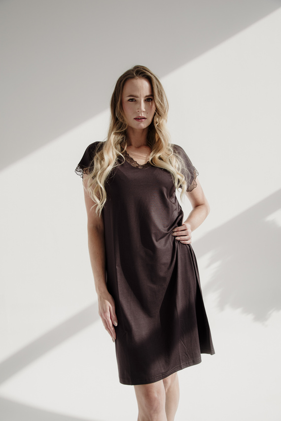 816 Nočná košeľa Hazel De Lafense - čokoládová