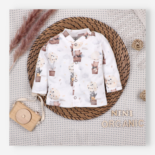 ABN-5540 Nini Happy Animals detské body z organickej bavlny - bez niklových cvočkov, bezpečné a pohodlné pre dieťa