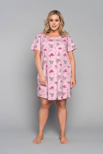 Orso Nočná košeľa bez gombíkov, krátky rukáv s potlačou Talianska móda - ružová