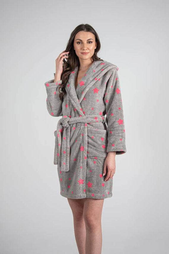 673 Stars Forex Dámsky krátky župan - sivý