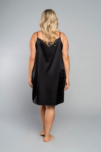 Nočná košeľa na dotyk s úzkymi ramienkami, krátka Italia Fashion - čierna