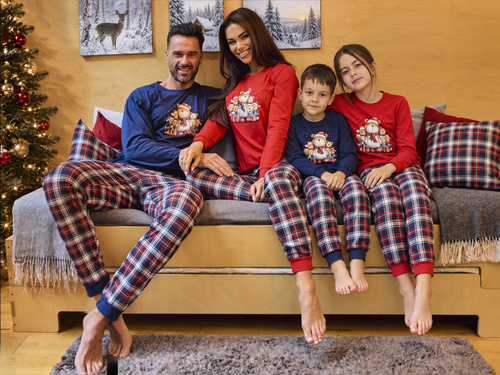 Cornette 594/205 592/205 Family Christmas dievčenské bavlnené pyžamo červené