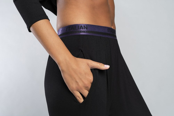 Štýl Dámsky set s 3/4 rukávmi, dĺžka.talianske módne nohavice čierne