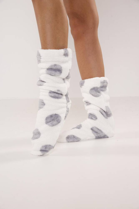 553/554 Wellsoft hladké ponožky na spanie De Lafense - ecru veľké kruhy