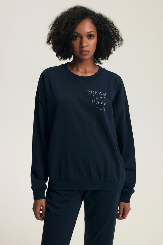 Dámske pyžamo Henderson 43705 Delancy navy blue - bavlnené, s dlhým rukávom, pohodlné a štýlové