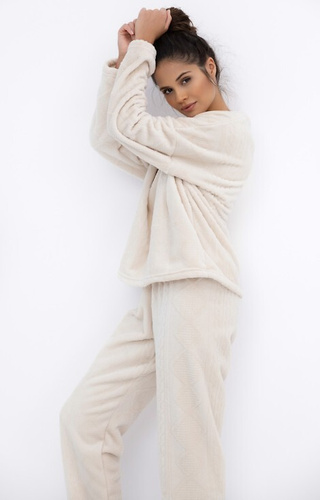 Bridget Homewear Sensis dámske pyžamo - teplé, mäkký úplet, farba ecru
