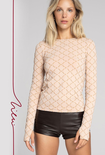 Dámska blúzka Zień 43154 Seamless Monogram Gatta powder powder bezšvová blúzka Premium s monogramom Zień a predĺženými rukávmi