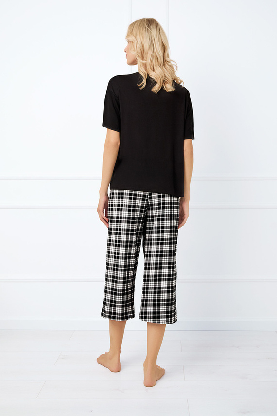 Klara Dámske pyžamo s krátkym rukávom, 7/8 nohavice Italian Fashion - čierna/potlač