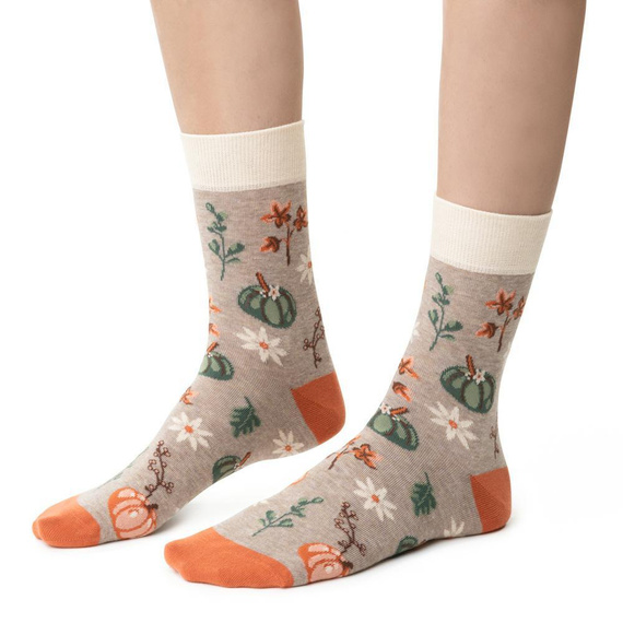 Dámske ponožky Steven Planet Earth art.017 béžový melanž 045- bavlna, vzory, pohodlie