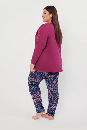 Folk Dámske pyžamo s dlhým rukávom a dlhými nohavicami Italian Fashion - blackberry/print