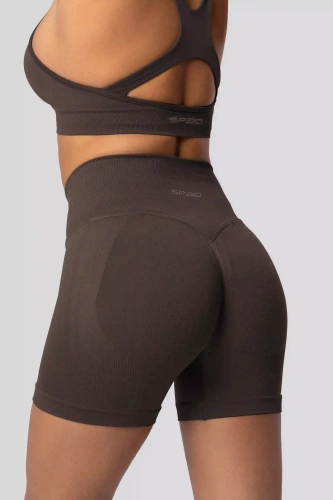 Spaio PUSH-UP PRO modelujúce bezšvové šortky fitness vysoký pás chocolate