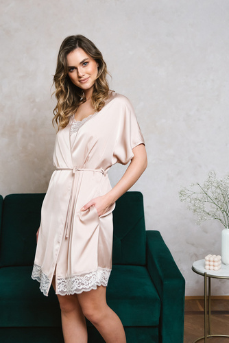 Dotykový župan s krátkym rukávom Italian Fashion - béžový