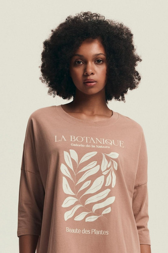 43692 Dextra Dámske bavlnené tričko Henderson peach, 3/4 rukáv, potlač