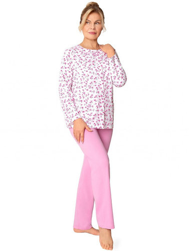 Dámske pyžamo Maria III 202 Martel Pink Dark 34- 100% bavlna | Rozopínanie | Dlhý rukáv a dlhé nohavice | Prémiový komfort na celý rok