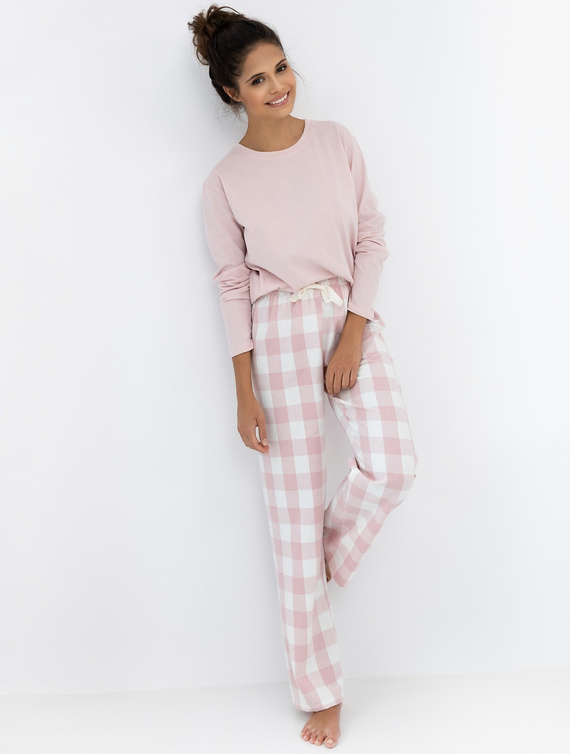 Dámske pyžamo Saylor od značky Sensis - Kárované nohavice z bavlny a flanelu s dlhým rukávom