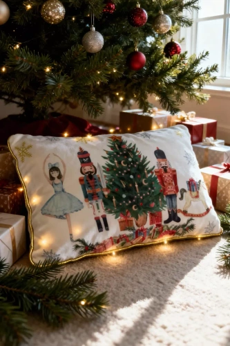 Obliečka na vianočný vankúš LED BN23 - biela a zelená, zamat, 12 LED svetielok, zips